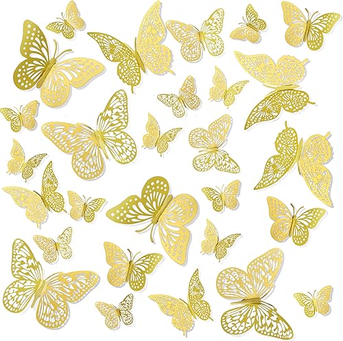 Miniatura 1 de 72 piezas de decoración de pared de mariposa, 3 estilos y 3 tamaños, decoración de habitación, decoración de mariposa, decoraciones de pastel de