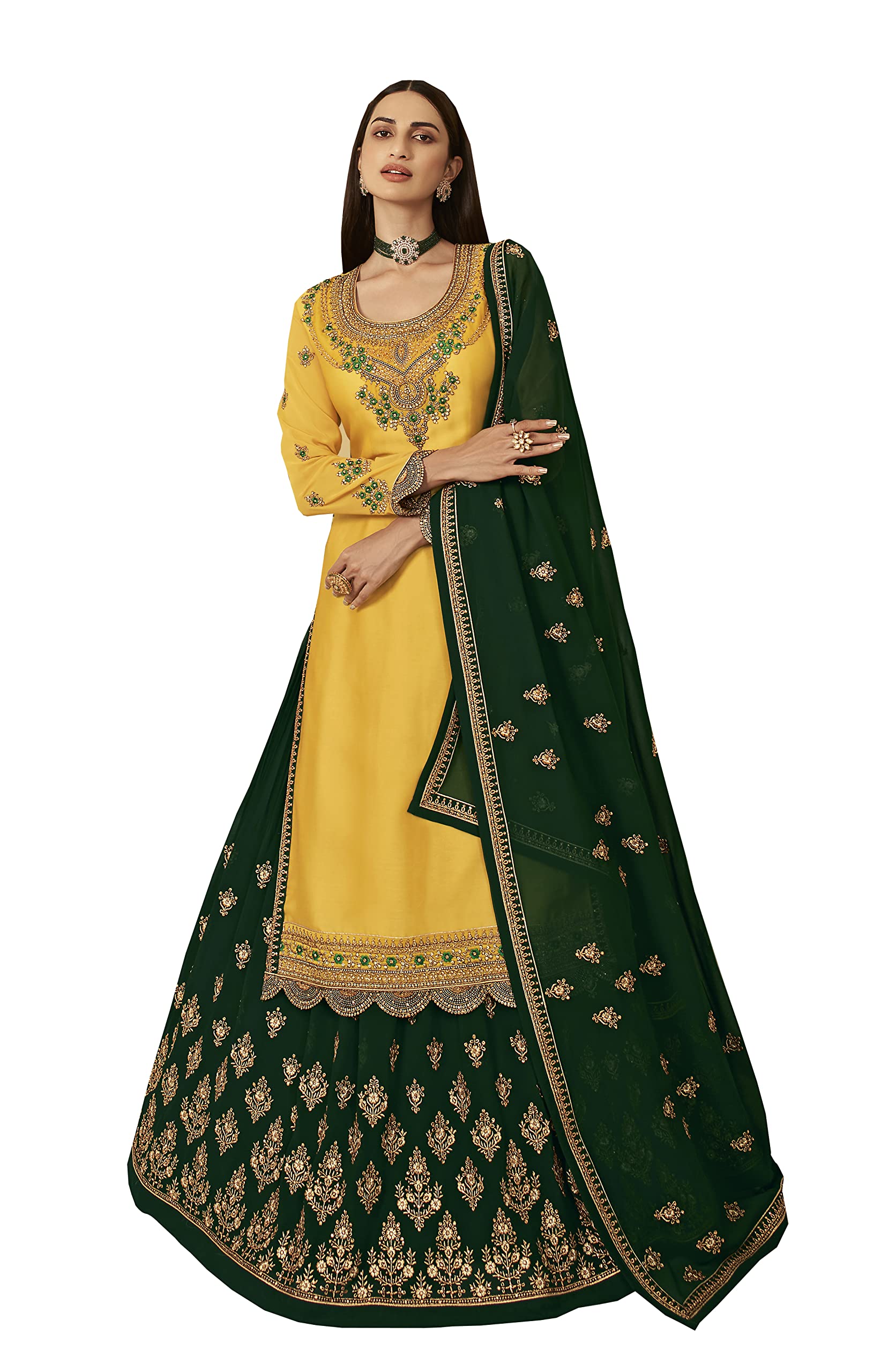 Delisa New Indian/Pakistani Eid Special Party/Ethnic wear Georgette Straight Ghagra Style Salwar for Womens LTT