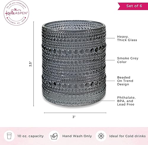 Miniatura 6 de Kate Aspen Hobnail - Juego de vasos para beber con cuentas vintage, juego de vasos de cóctel, vasos de jugo, tazas de agua, es un gran regalo de