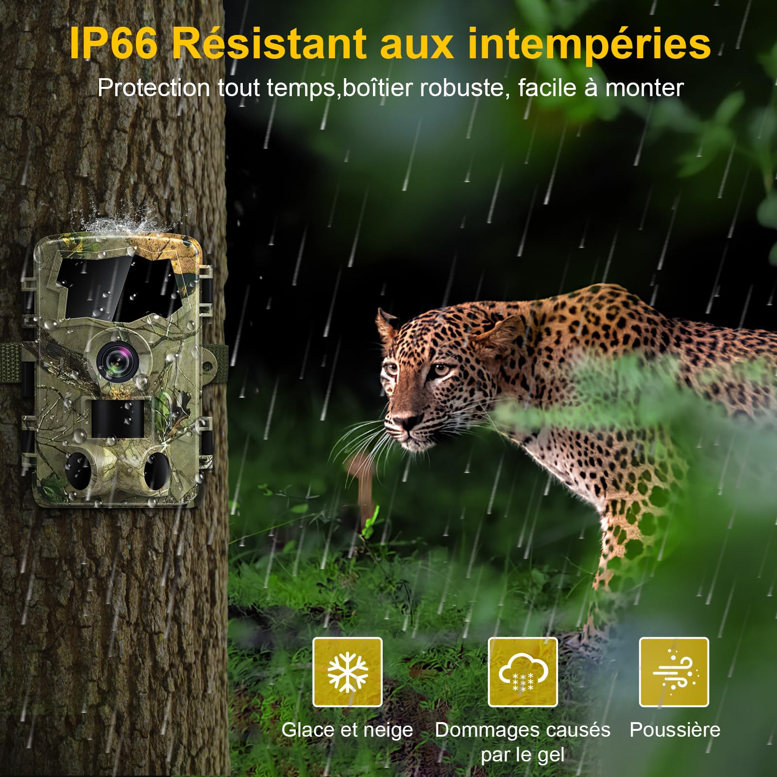 Caméra de Chasse 5K WiFi, Full HD 64MP Caméra Chasse Connectée au Téléphone | Caméra Infrarouge avec Carte SD 32 Go et 8 Piles AA, Vision Nocturne, Détection 0,1s, Angle 130°, IP66, Jardin, Extérieur