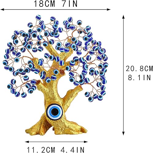 Miniatura 7 de Árbol turco Nazar azul de ojo malvado de 6.8 pulgadas, posavasos para protección de buena suerte, prosperidad, regalo para decoración de mesa del
