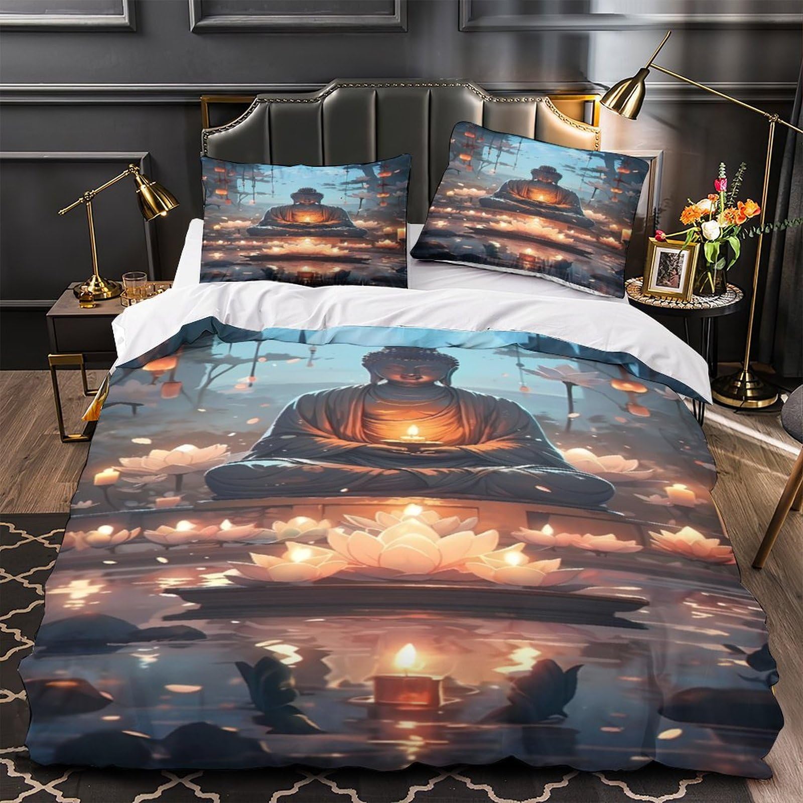Housse de couette Bouddha King size 220x240 de qualité supérieure