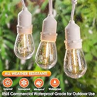 Vista 3 de Mlambert Luces de Cadena para Exteriores de Cable Blanco de 96 Pies con 30+3 Bombillas LED de Plástico, Regulables Impermeables Irrompibles