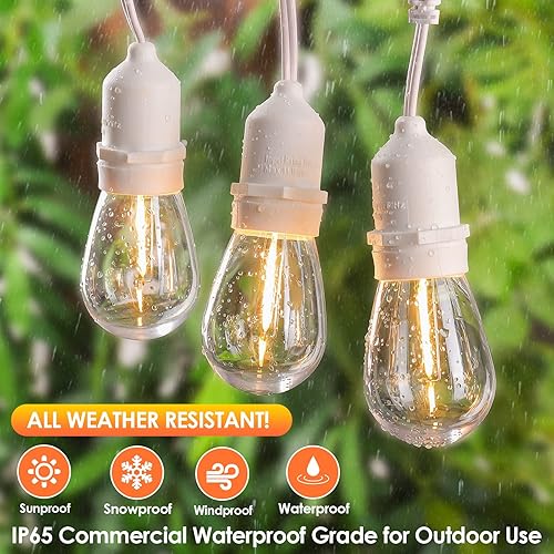 Miniatura 3 de Mlambert Luces de Cadena para Exteriores de Cable Blanco de 96 Pies con 30+3 Bombillas LED de Plástico, Regulables Impermeables Irrompibles
