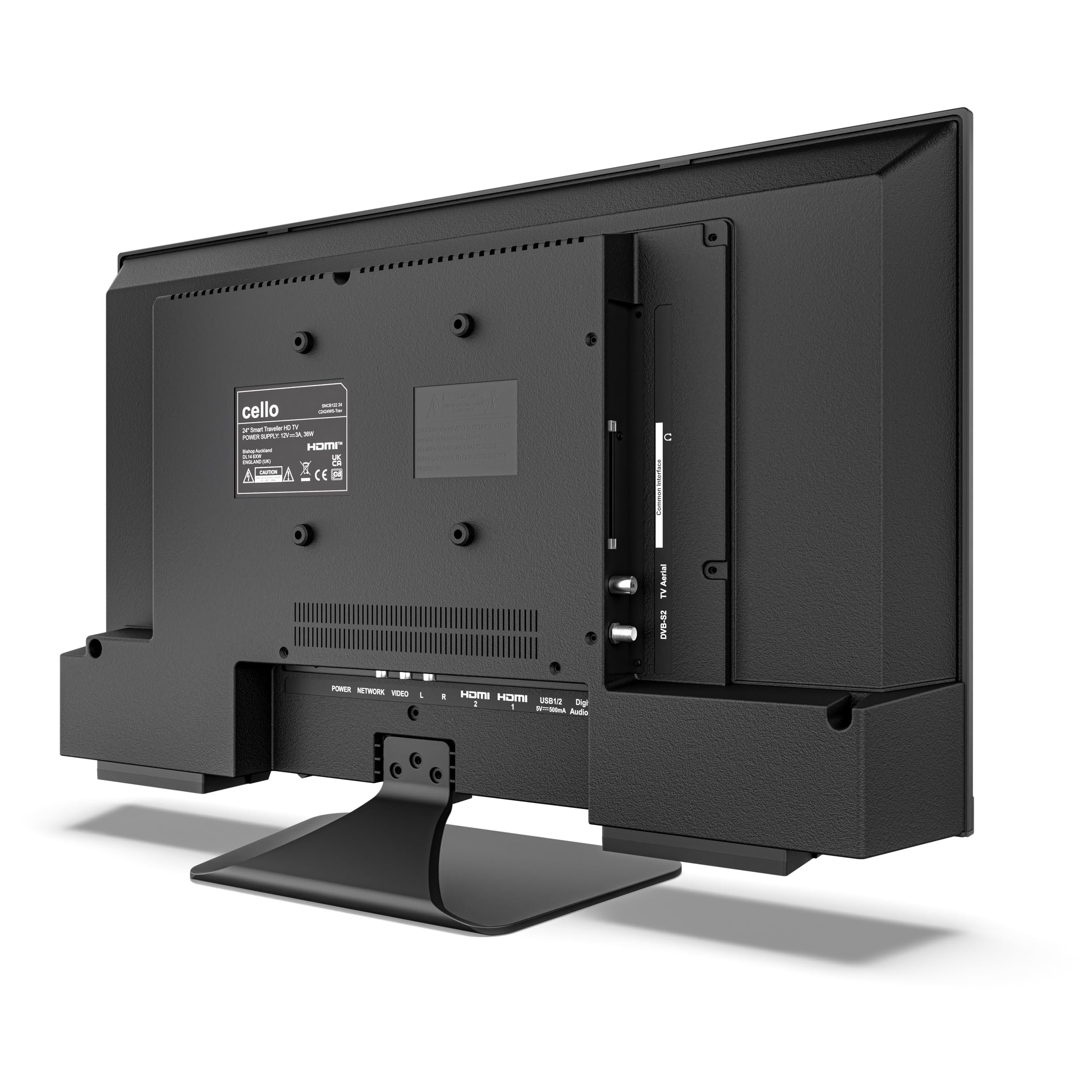 Cello Televisor Inteligente para Camping 24 Pulgadas y 12 voltios: con LG WebOS, Triple sintonizador, Bluetooth, Disney+, Netflix, Apple TV+ y Prime; Equipado con Puertos HDMI, óptico, RF y USB