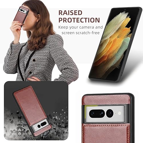 Miniatura 6 de for Google Pixel 7 Pro Wallet CaseCard Holder & Detachable Magnetic,Faux Leather Case for WomenMen,Wrist Strap & Money Pocket(Brown)