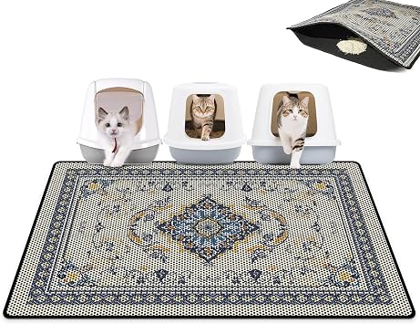 Cat Litter Mat 26.8"x46.5" Double Layer Waterproof Litter Box Mat Washable Litter Trapping Mat