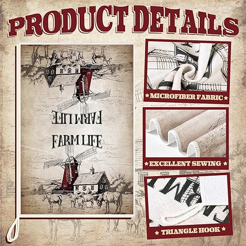 Miniatura 5 de Geyoga 6 toallas de cocina de granero de granja, toallas de cocina de vaca, paño de té de animales de granja para primavera y verano, cocina, baño,
