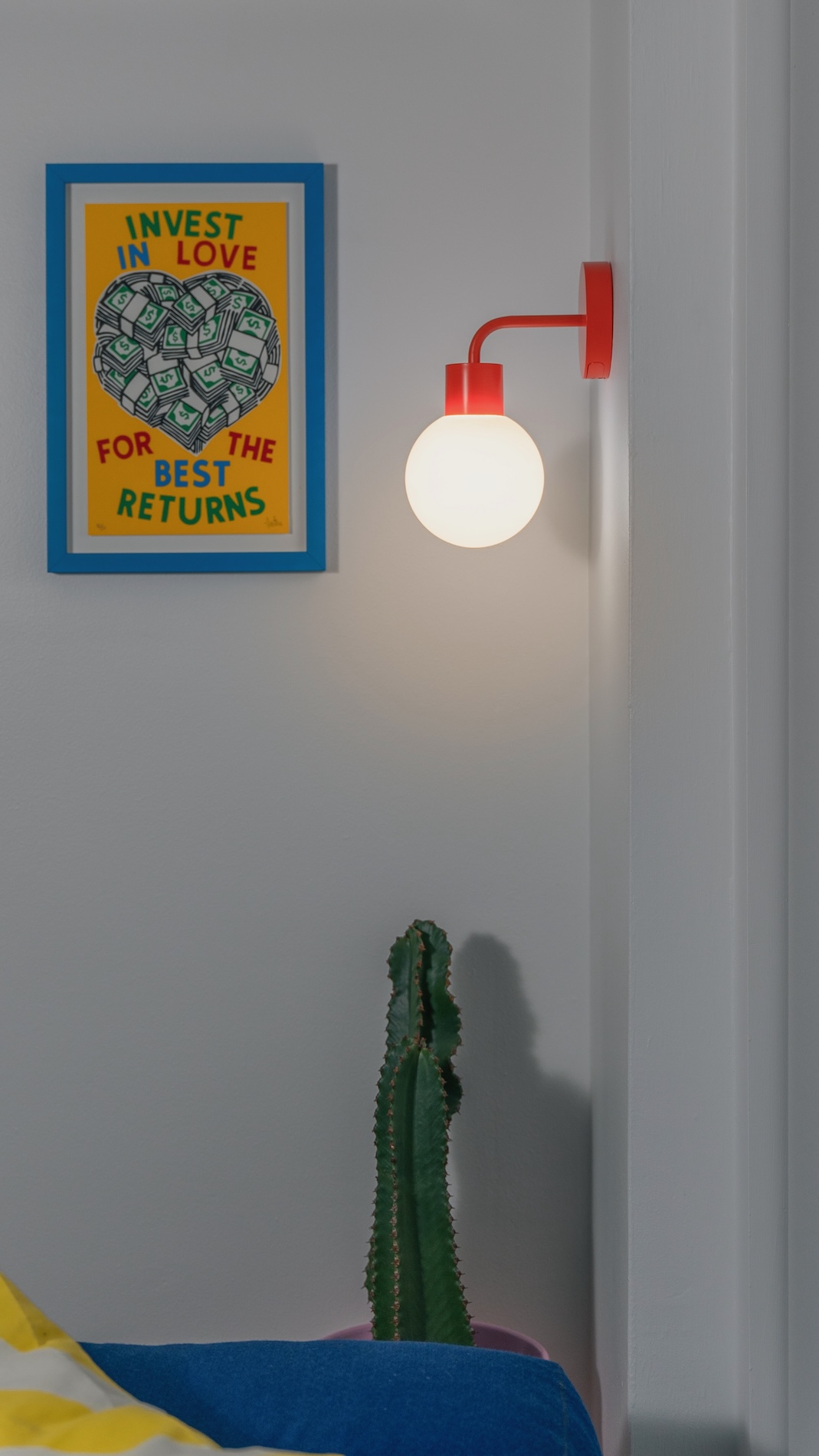 Image of Poplight Wireless Wall Sconce (Shark Tank) Rechargeable & Dimmable LED Light w /App Control & Damage-Free Install, Moveable Modern Ambient Lighting for Elegant Home & Bedroom Decor | Vermillion Red