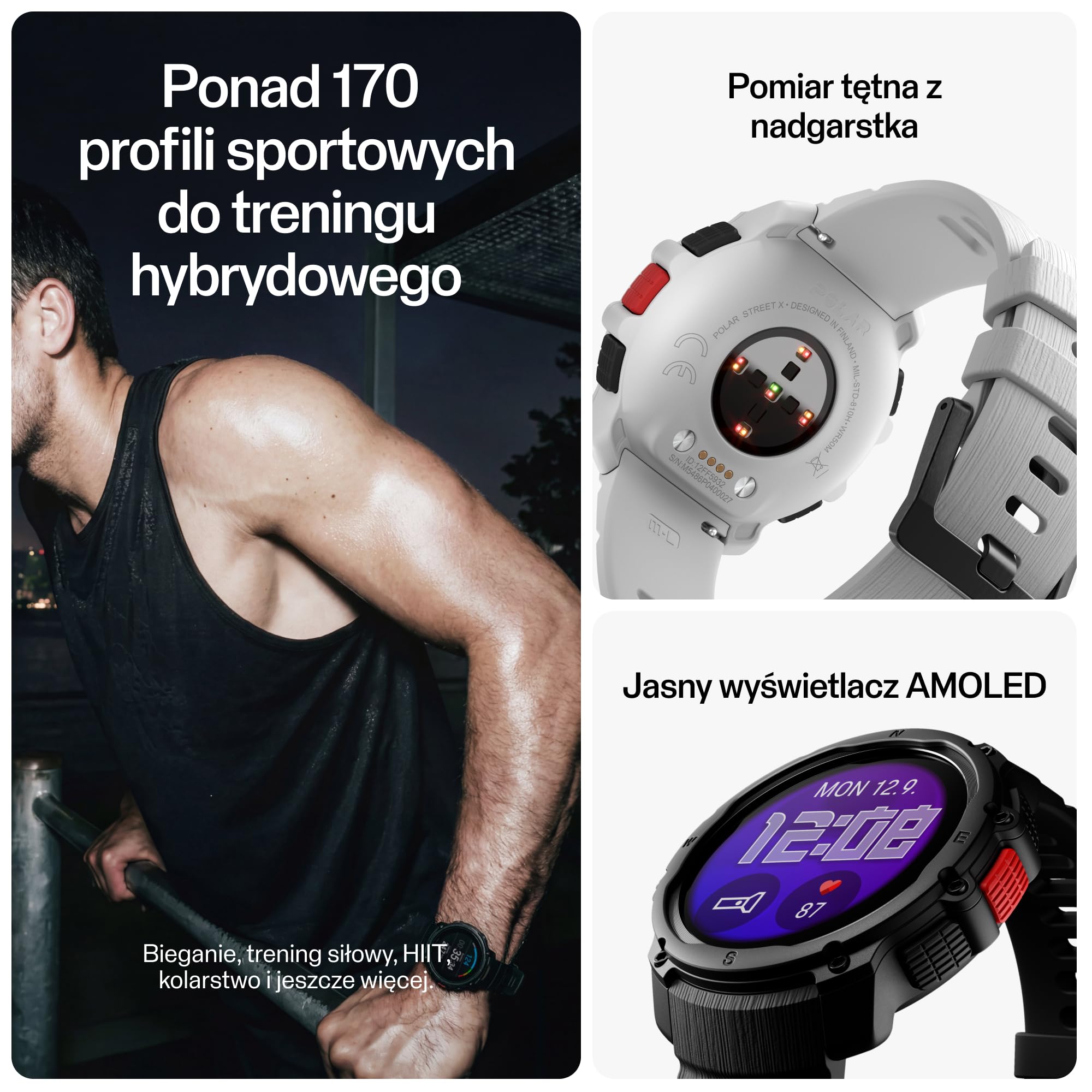 Polar Street X – Zegarek Sportowy GPS Meski i Damski – Pulsometr – Trening Hybrydowy – Wytrzymaly Zegarek Sportowy Running – 3 Lata Gwarancji Amazon Exclusive