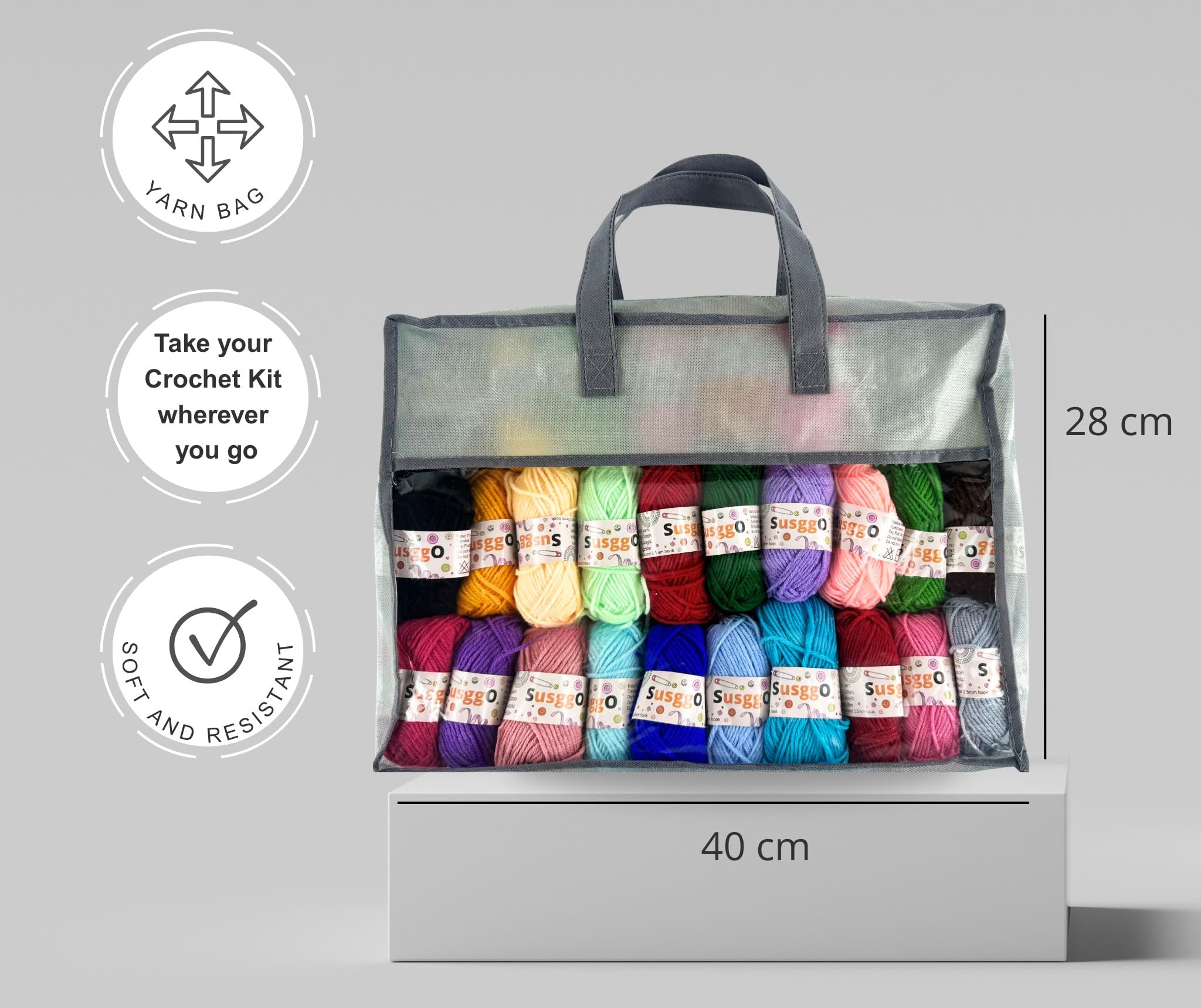 SusggO 104-częściowy kompletny zestaw do szydełkowania dla początkujących, zestaw szydełkowania amigurumi – 30 motków włóczki bawełnianej, akcesoria szydełka instrukcja, wideo, torba
