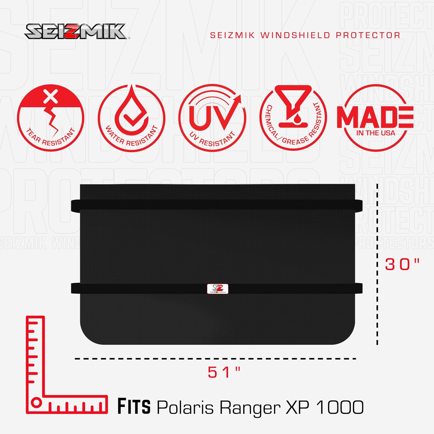 SEIZMIK Windshield Protector Compatible with Polaris Ranger XP 1000, Ranger XP Kinetic Side-by Side | Transport and Weather/Snow Protector | 600D Heavy-Duty Triple-Layer Protection 51"x30.50"