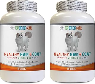 cat Fur Care - Cats Healthy Hair and Coat - Good Immune Response - Nail Health - Shiny Coat - cat Skin Care - 2 Bottles (120 Tablets)