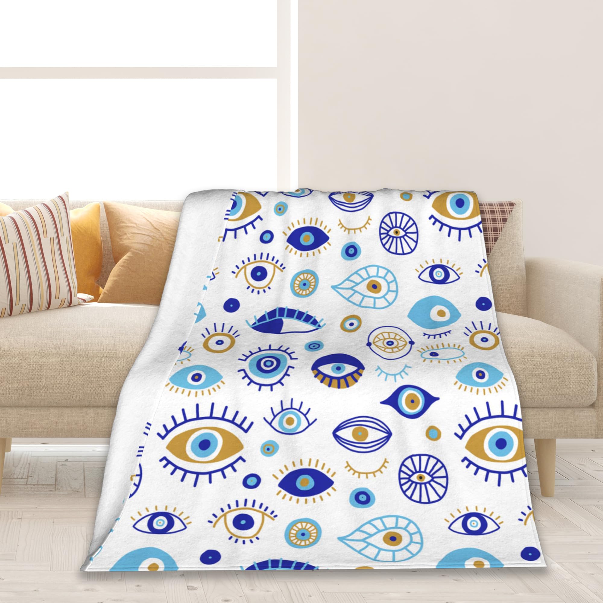 Evil Eyes Throw Blanket Soft Warm Cozy Lightweight Flannel Blanket for Bedding Sofa Travel 50"X60"