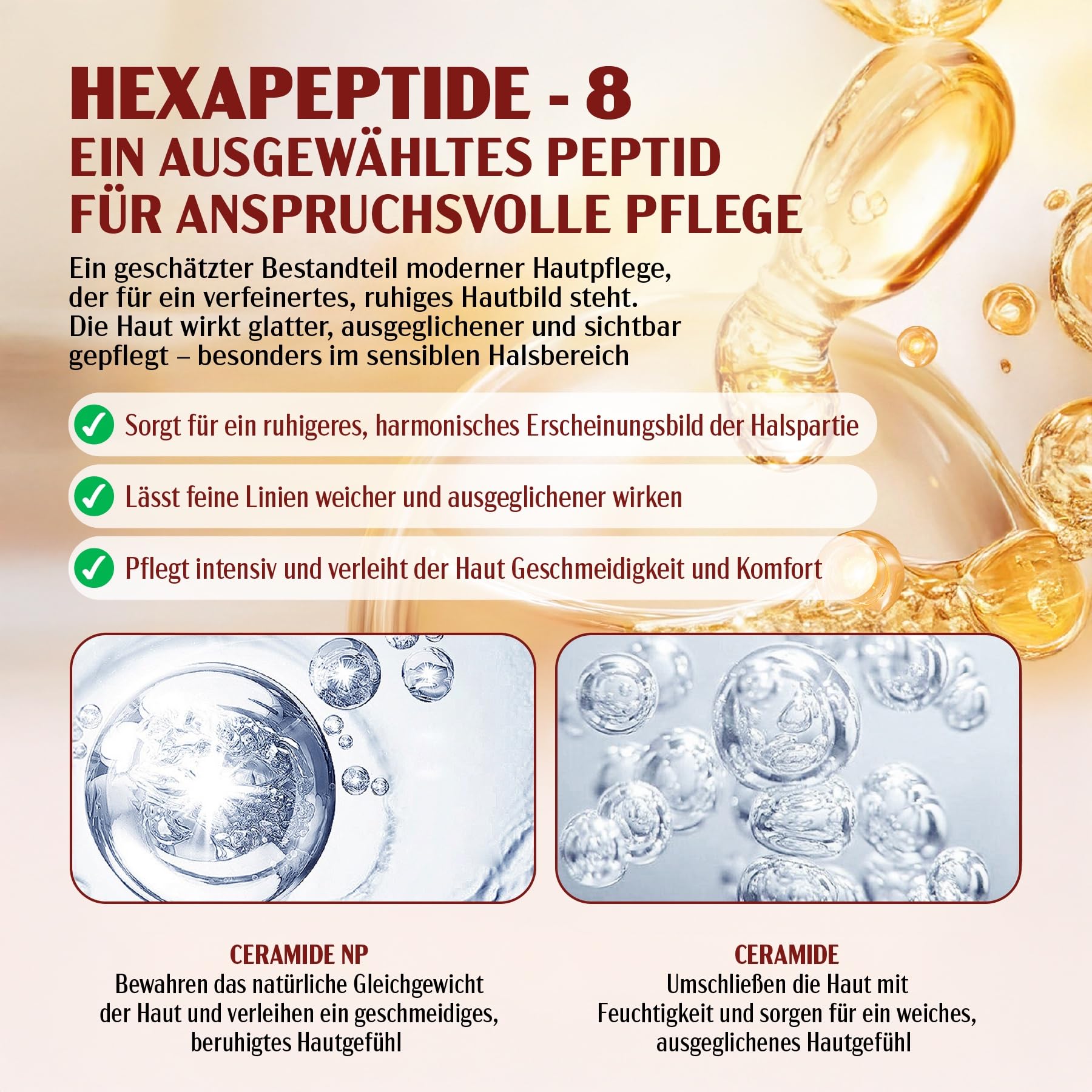 P-Beauty straffende Halscreme mit Massage Roller - AH-8 Neck Lift Creme Roller für Anti Aging mit Hexapeptid-8 - Massage Gesicht, Feuchtigkeitsspendend & Pflegend für Hals & Dekolleté (2x 120g)