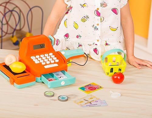 Miniatura 10 de Battat - Caja registradora interactiva para niños con escáner y sonidos - Set de juego de 26 piezas para simular compras con escáner iluminado