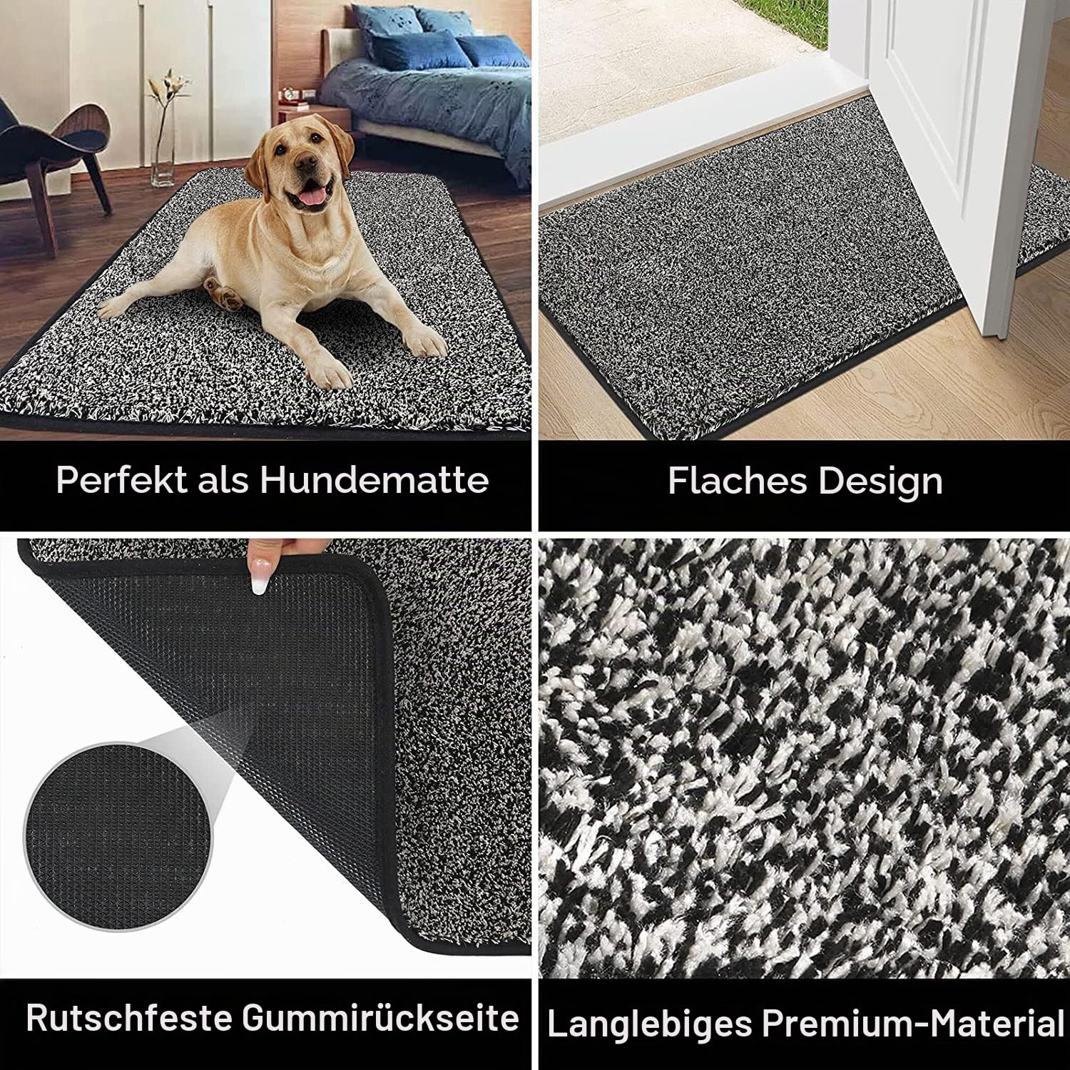 Pauwer Schmutzfangmatte für den Innen- und Außenbereich, saugfähig, 90 x 150 cm, niedriges Profil, rutschfest, Schmutzfangmatte