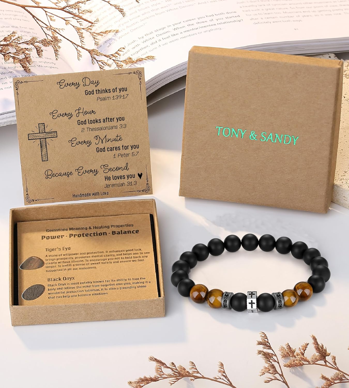 TONY & SANDY Valentines Day Gifts for Him Men Cross Bracelet Son Grandson Nephew, Birthday Graduation Easter Basket Stuffers Gifts for Teen Boys Adults Men Christmas - Image 6