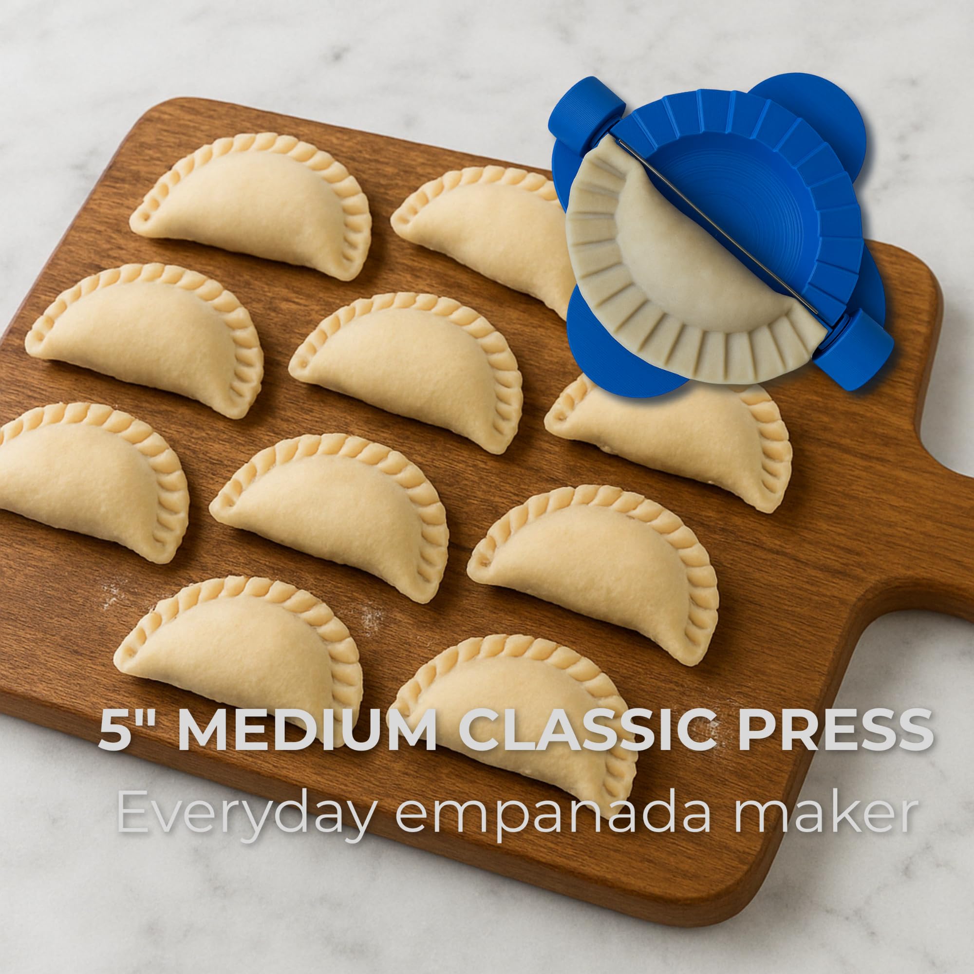 5” Empanada Press – Heavy-Duty Dumpling Maker – Includes Cutter & Spoon – Premium Build, Made in USA – For Empanadas, Gyoza, Samosa, Ravioli & Pocket Snacks