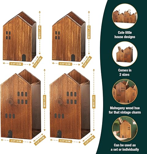 Miniatura 3 de 4 organizadores de escritorio de estudio de madera para niños, caja de almacenamiento de decoración de mesa de estilo granja caprichosa para