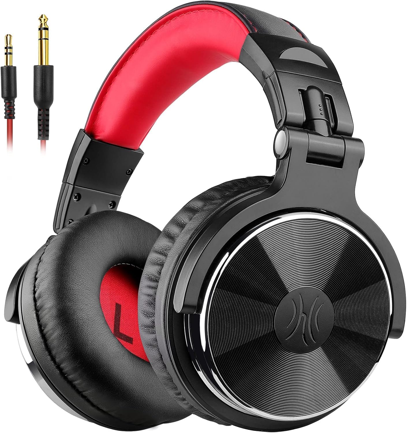 OneOdio Pro 10 オーバーイヤーヘッドホン 有線 低音強化 50mmドライバー搭載 DJモニター ヘッドフォン レコーディング ミキシング スタジオモニタリング ギター ポッドキャスト対応 6.35 & 3.5mmジャック レッド