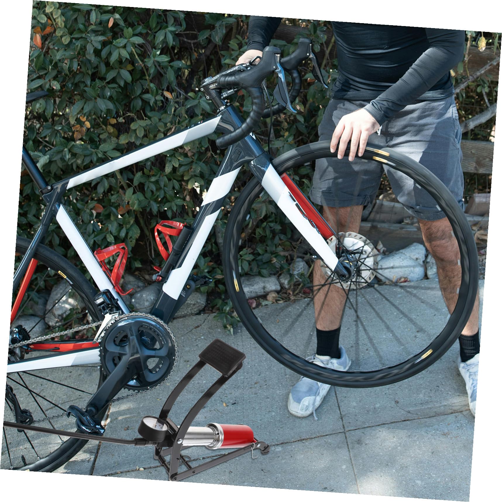 Gatuida Pompa Bici Verticale Portatile Alta Pressione con Gonfiatore Versatile per Bicicletta Auto Accessorio Ciclistico e Resistente con Funzionamento Facile e Rapido
