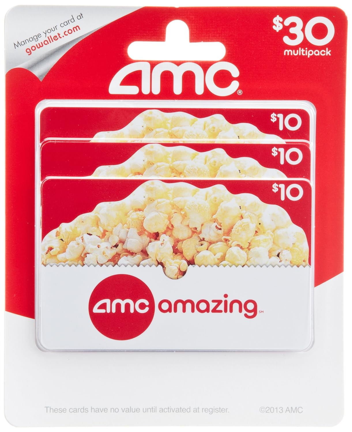 AMC Theatre Gift Cards, Multipack of 3 10 Gift Cards
