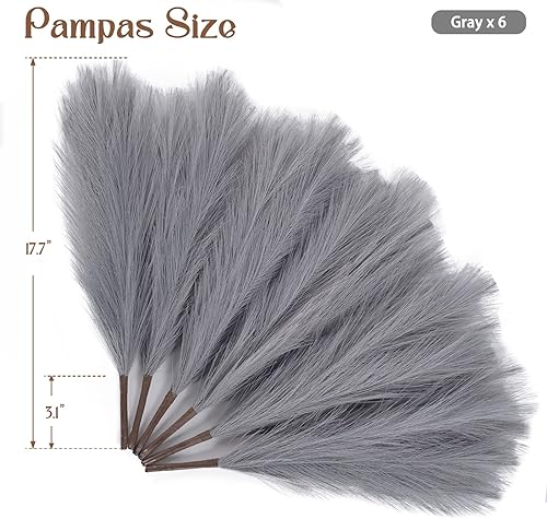 Miniatura 3 de YYS Hierba de pampa blanca sintética de 17.7 pulgadas con 12 tallos, arreglo floral de hierba pomposa para un ambiente bohemio para decoración de