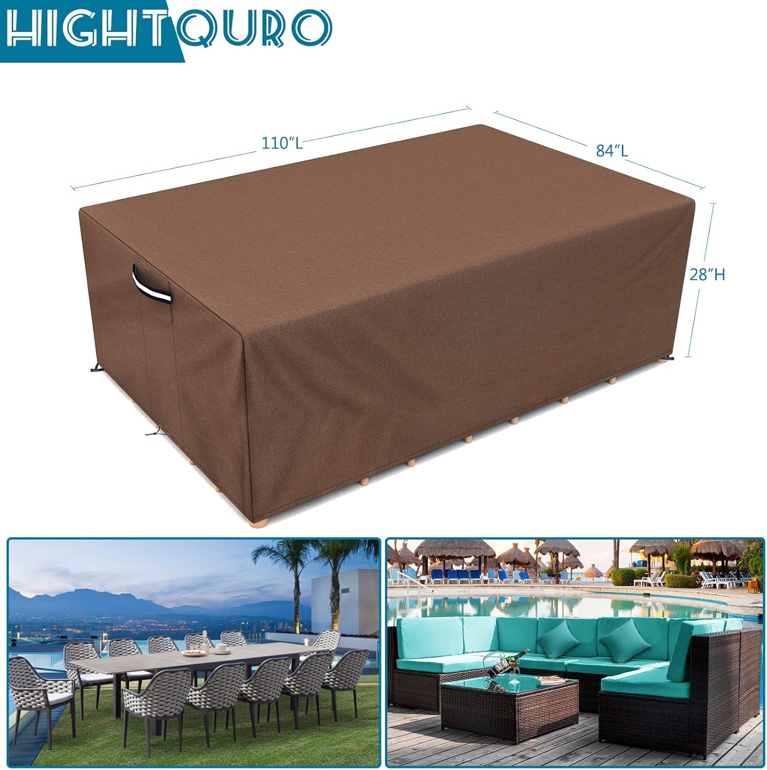 HIGHTQURO Patio Furniture Covers 600D Heavy Duty Waterproof Outdoor Table and Chair Covers Windproof Durable Tear Resistant 110" LX84 WX28 H : Patio, Lawn & Garden