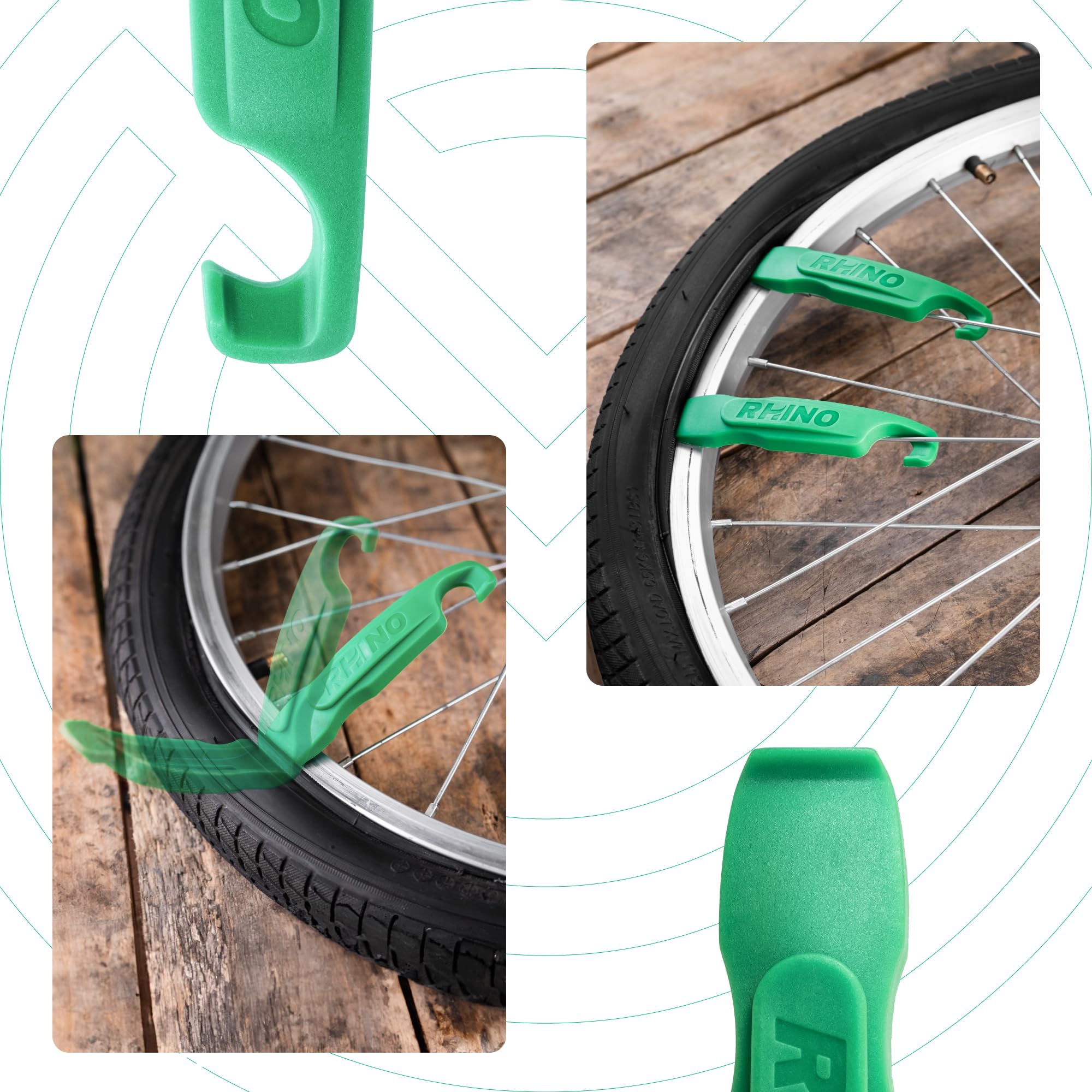 MOOVMOOV Rhino Palancas Desmontables Bici Reforzadas Kit 4 Palancas Herramienta Profesional para Quitar Neumáticos Tubeless y Cámara MTB Carretera Cambio de Cámara de Aire