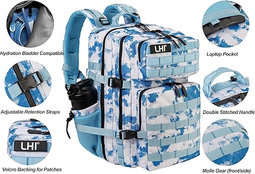 Miniatura 113 de LHI Military Tactical Backpack for Men Molle Daypack 45L Army 3 Days Assault Pack Bag Large Rucksack With Bottle Holder(12*20*12)