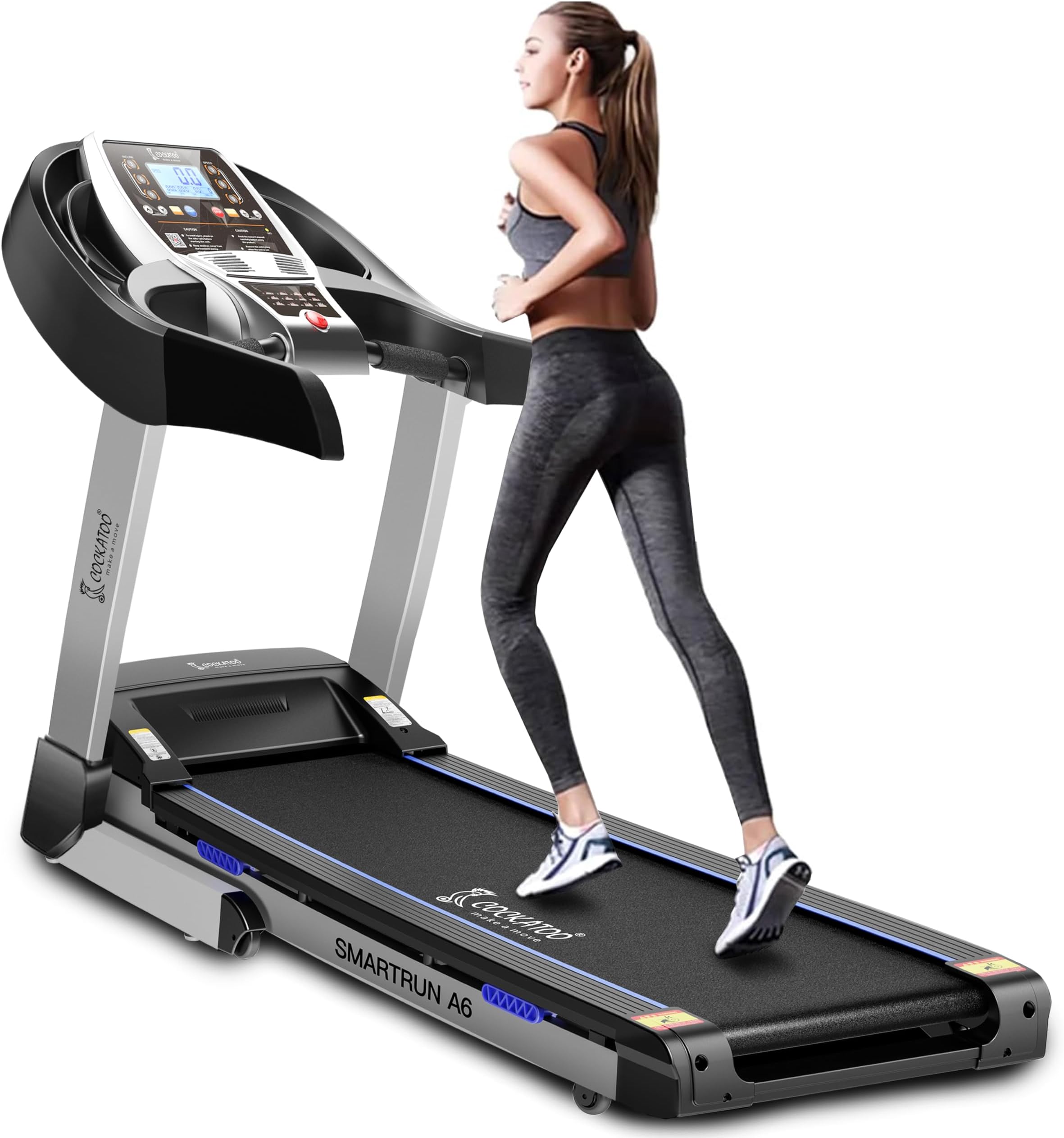 Cockatoo Smart-Run A6 6HP Peak Auto Incline DC Motorized Treadmill for Home,with Auto Incline Treadmill for Home & MP3, Bluetooth, Max Speed 16 Km/Hr, Max User Weight 130 Kg