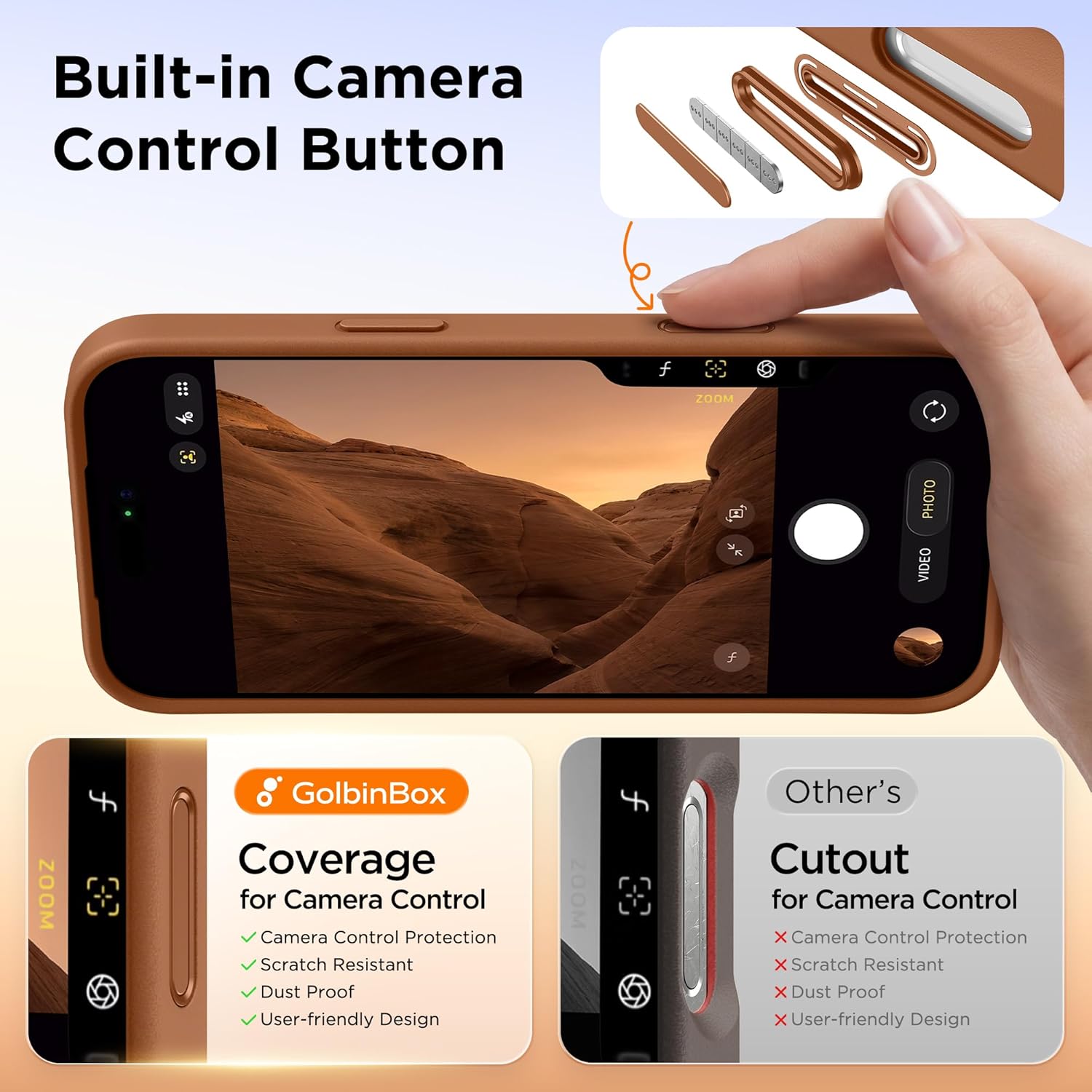 GolbinBox 360° Spin Magnetic Stand for iPhone 17 Pro Max Case, [Compatible with MagSafe] [Full Camera Protection] [16FT Military Drop Protection], Silm Translucent Matte Phone Case, Rose Orange - Image 9