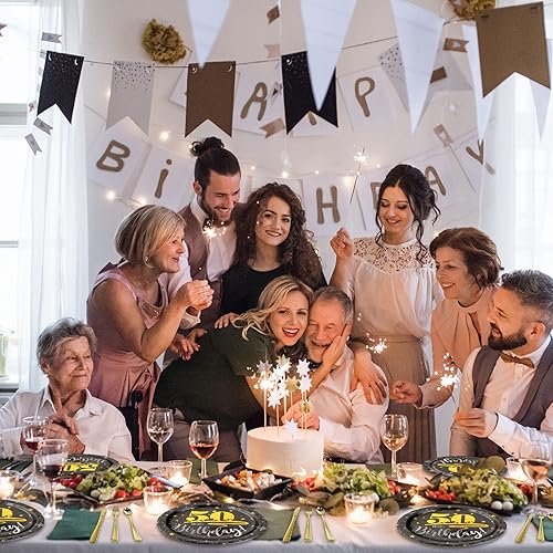 Miniatura 7 de FLASHCastle 144 piezas de suministros para fiesta de cumpleaños número 50, juego de vajilla de cumpleaños de 50 para 24, incluye platos,