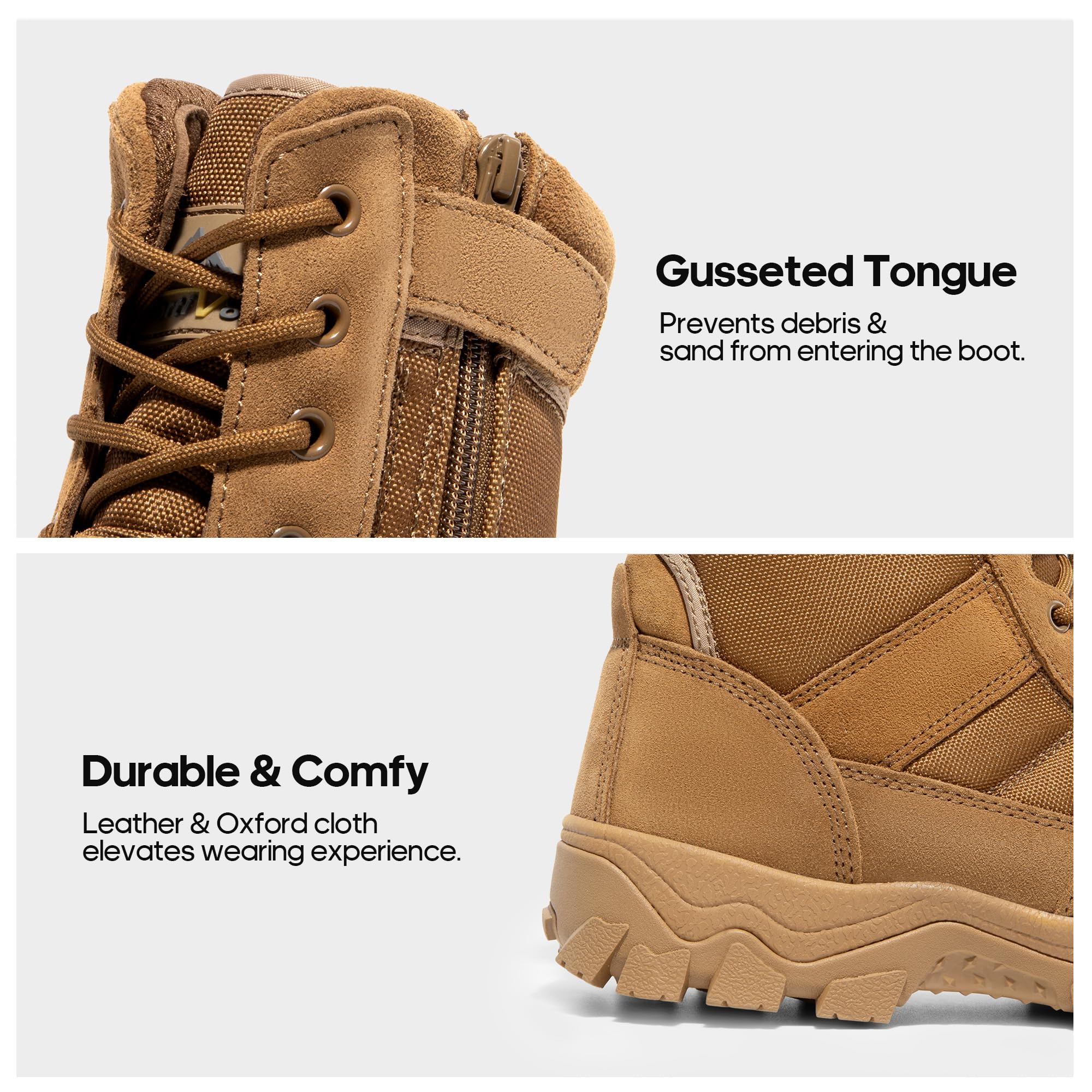 NORTIV 8 Men's Tactical Military Work Boots Side Zipper Outdoor Motorcycle Combat Boots 8 Inches 2.0 Trooper-pro