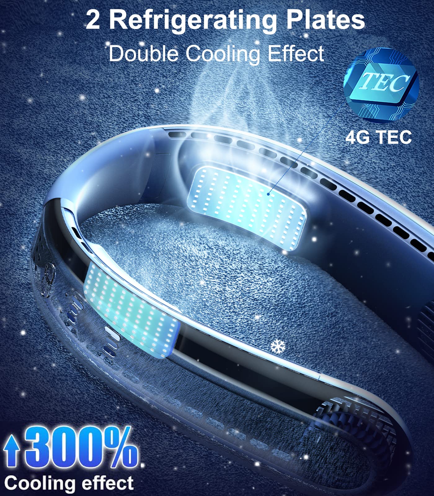Portable Neck Fan, Upgraded Neck Air Conditioner with 2 Semiconductor Cooling Pads, Wearable Air Conditioner 360?? Instant Cooling Personal Neck AC 4-Core 3 Speeds USB Rechargeable for Camping Travel