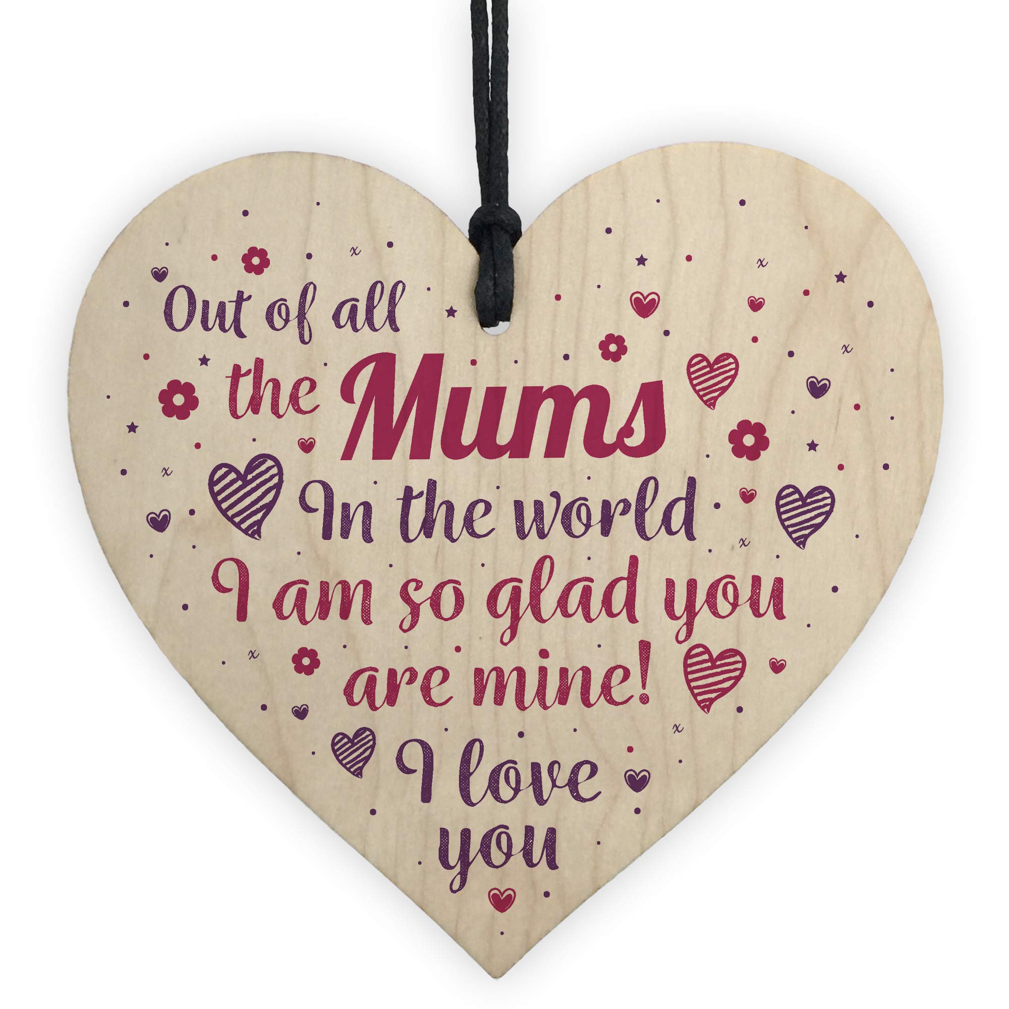 Red Ocean Mothers Day Mum Mummy Birthday Christmas Xmas Gift Shabby Chic Wooden Heart Wall Plaque THANK YOU