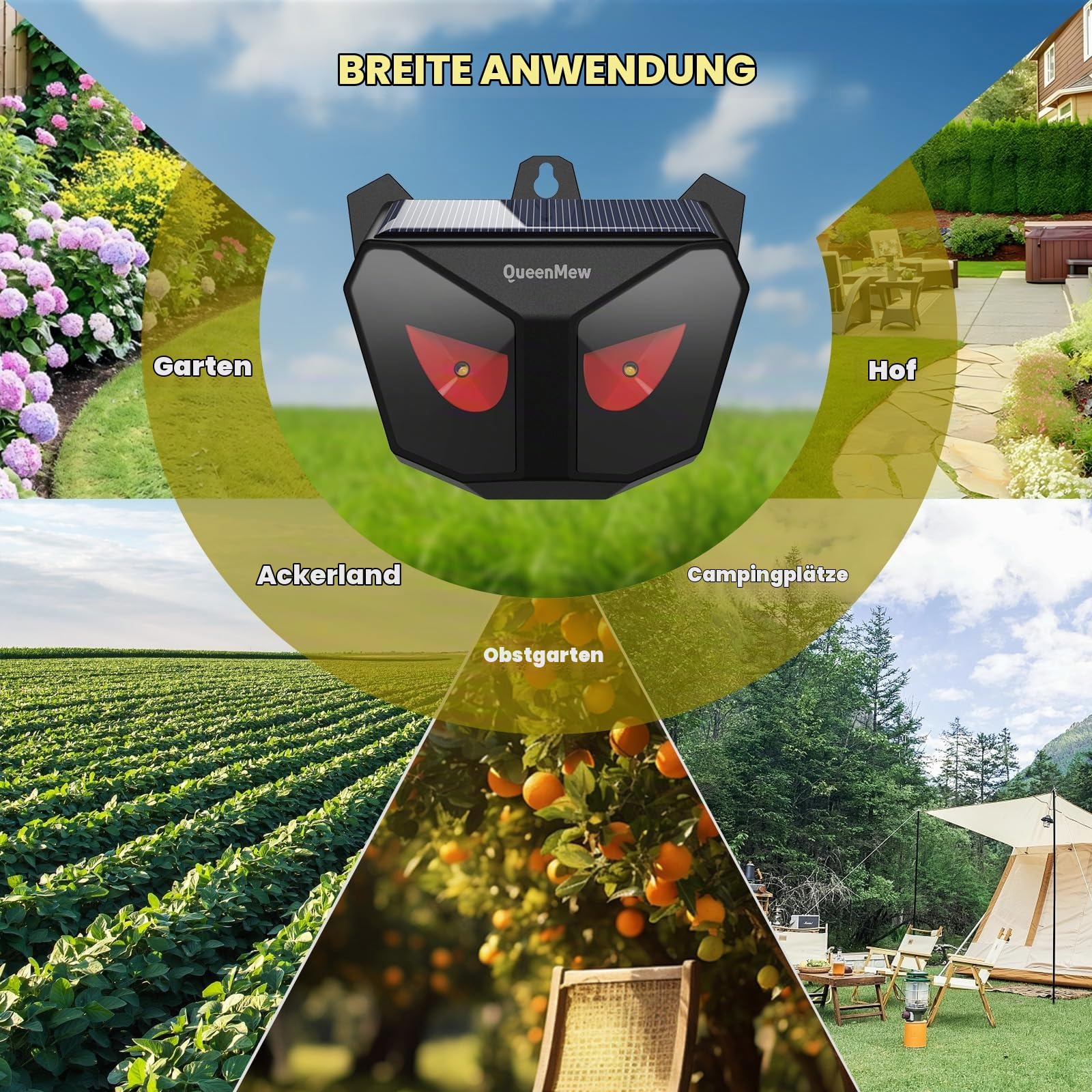 Katzenvertreiber Ultraschall, Katzenschreck für Garten mit Sensor, Solar Katzenabwehr für den Außenbereich mit Flash Light, Ultraschall Abwehrmittel vertreibt zur Vertreibung von Katzen, Batten