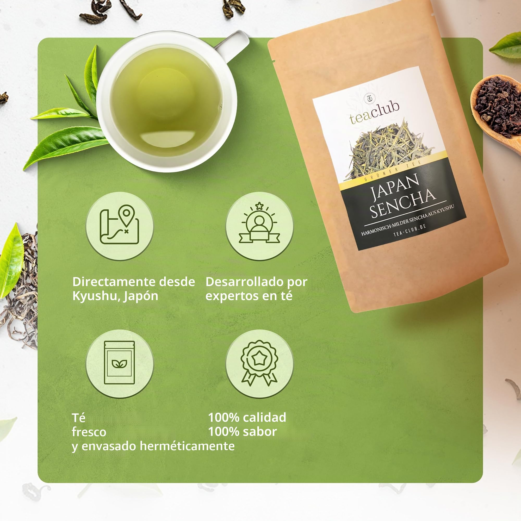 Té Verde Sencha de Japón a Granel 500g, Kyushu, Oku Midori, TeaClub