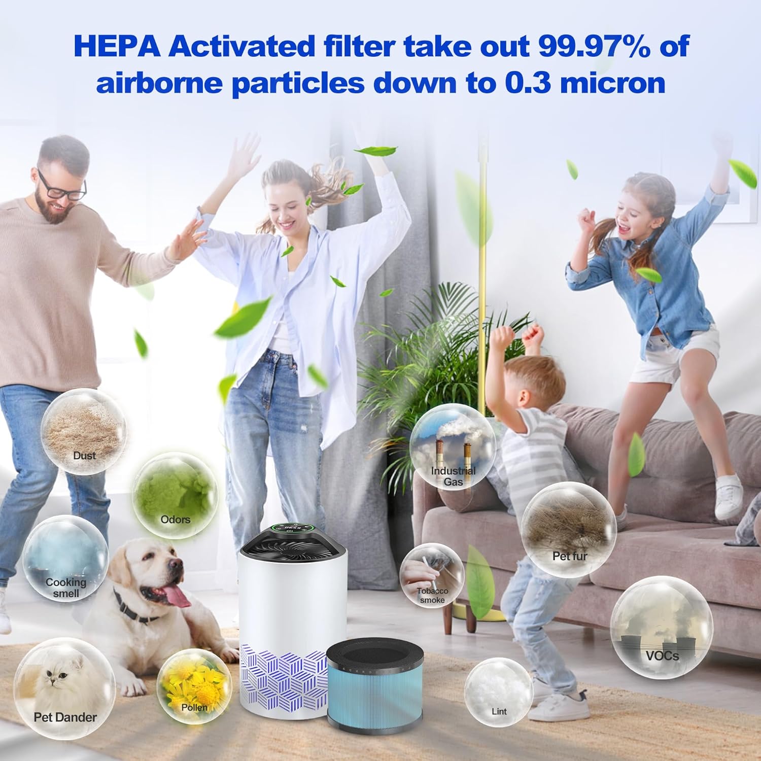 MK01 MK06 DH-JH12 TZ-K1 Replacement Filter Compatible with AROEVE MK01 MK06, for VOOPNU DH-JH12 and Kloudi DH-JH01 Air Purifier (Blue 4pack)