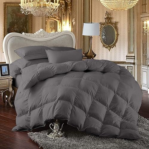 Juego de edredón 100% de algodón egipcio, serie 100, 300 GSM, juego de edredón de 3 piezas, relleno de búfy, para todas las estaciones, color gris