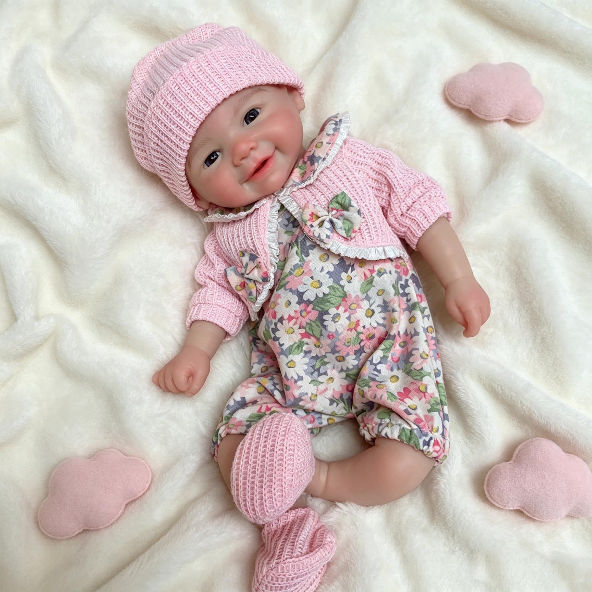 Bambole realistiche Reborn da 33 cm a bocca aperta in morbido silicone per bambini, realistiche bambole neonate fatte a mano