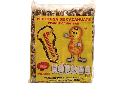 Miniatura 1 de Pepitoria Sinaloense, Palanquetas de Cacahuate Mexicanas - Barras de caramelo mexicanas de maní, 20 piezas de 28.2 onzas