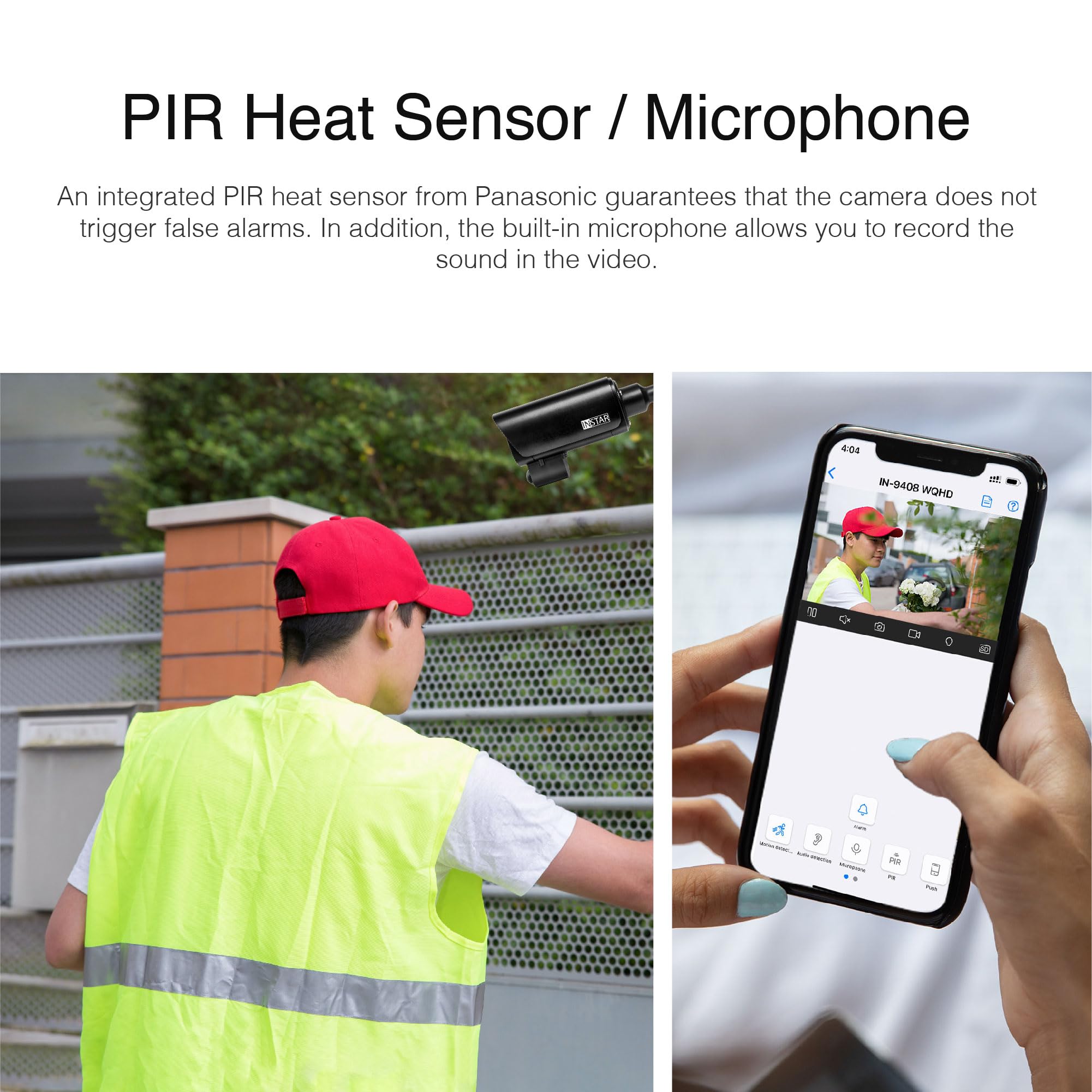 INSTAR IN-9408 2K+ schwarz - LAN/WLAN Überwachungskamera mit künstlicher Intelligenz - wetterfeste Außenkamera - 2,4Ghz und 5Ghz WLAN - WPA3 - HomeKit - PIR - Weitwinkel - RTSP