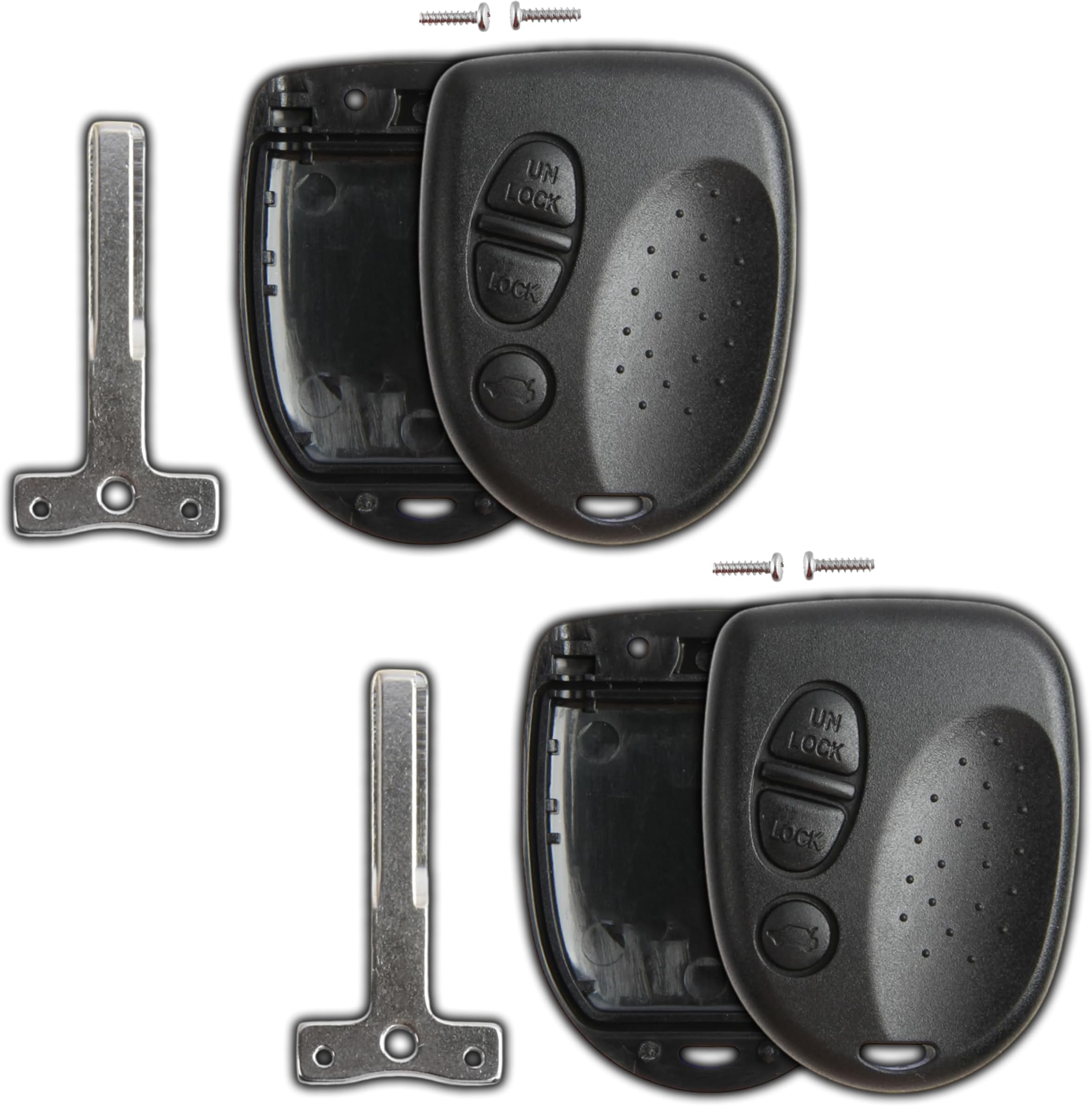 KeylessOption Keyless Entry Remote Car Key Fob Uncut Key Blade Shell Case Cover for Pontiac GTO (Pack of 2)