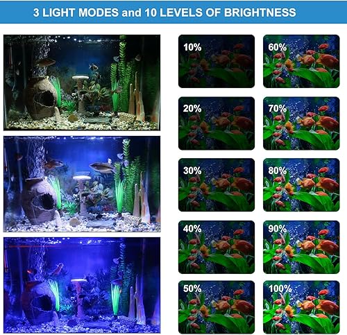 Miniatura 3 de VARMHUS Luz LED sumergible para acuario, luz de tanque de peces con temporizador función de atenuación automática de encendidoapagado, 3 modos de