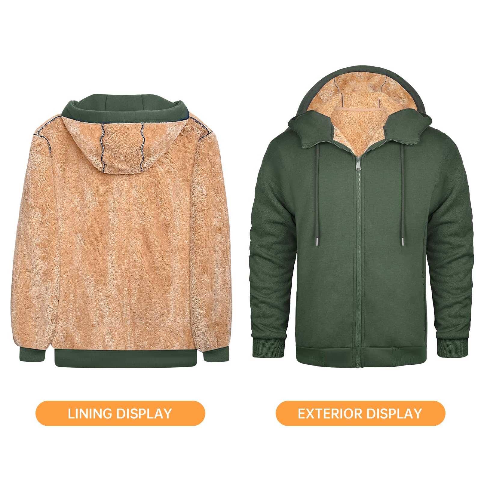 PASUDA Felpa Uomo con Cappuccio Invernale Felpa in Pile con Zip Felpe Giacca Manica Lunga Casual Comoda a Calda Hoodie Cappotto con Tasche Inverno