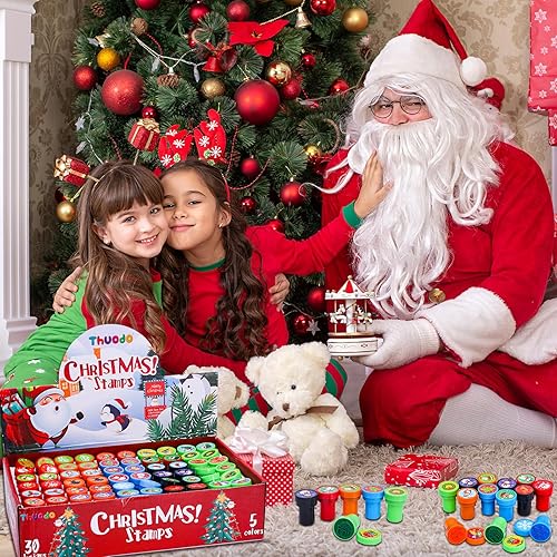 Miniatura 7 de 120 sellos surtidos de Navidad para niños, 25 diseños surtidos de sellos de tinta propia, regalos de fiesta de truco o trato, sellos, rellenos de