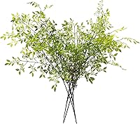 Melorca&Guilla 4-Pack 43.3" Green Nandina Faux Branches - Realistic Artificial Greenery Stems for Vases, Home Office Garden Decor
