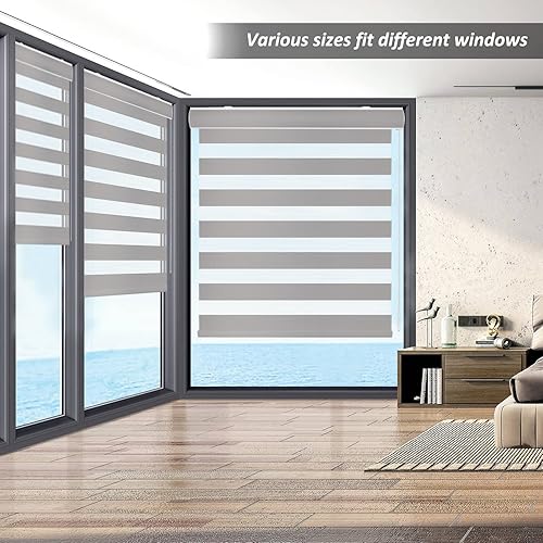 Miniatura 8 de Persianas de cebra para ventanas, 59 pulgadas de ancho x 72 pulgadas de alto, persianas enrollables para ventanas con caja, persianas de ventana